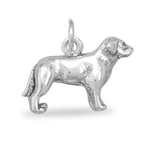 Genuine Elegante (TM) .925 Sterling Silver Standing Labrador Charm. 100% Satisfaction Guaranteed.