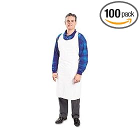 Disposable Polyethylene Apron, 32w x 50l, White, 1.0 mil, 100/Pack (GAX390)