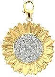 Sunflower, 14K Gold Diamond Charm