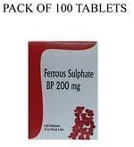 Ferrous Sulphate 200mg Tablets (100 Tablets) by Sipco Pharma