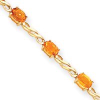 14k Citrine Bracelet - 7 Inch - 6mm - Lobster Claw by JewelryWeb