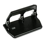 40-Sheet Capacity Heavy-Duty 3-Hole Punch with Gel Pad Handle, 9/32 Dia., Black