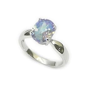 Twilight Shadows Lavender Aurora Borealis Crystal Sterling Silver Ring (Size 5,6,7,8,9,10)
