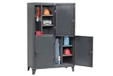 Heavy Duty Personnel Locker Double Tier 50x24x78 4 Doors Assembled Gray