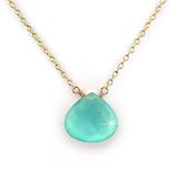 14K Gold Necklace with Seafoam Chalcedony Pendant