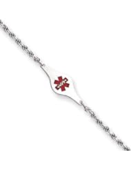 Genuine IceCarats Designer Jewelry Gift Sterling Silver Children&apos;s Medical Id Bracelet W/Rope Li In 6.00 Inch
