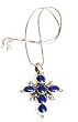 Sterling Silver Lapiz Gemstone Charm Pendant 1.75 Inches