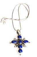 Sterling Silver Lapiz Gemstone Charm Pendant 1.75 Inches