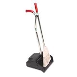 Unger Ergo Dustpan With Broom, 12 Wide, Metal with Vinyl Coated Handle, Black/Silver (EDPBR)