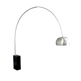 Arco Lamp with Black Marble Cube Base 