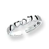 Sterling Silver Antiqued Cut-out Hearts Toe Ring