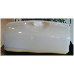 Tupperware Rectangular Cake Taker W yellow Base by Tupperware