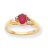 14k .02ct Diamond and Ruby Birthstone Ring by JewelryWeb