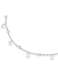 16 in. Rhodium Plated Bezel & Oval Faceted Sterling Silver CZ Necklace