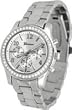 Geneva Chronograph Look with Crystals..SilverTone Metal Link