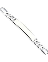 Sterling Silver 8inch Engraveable Antiqued Figaro Link ID Bracelet