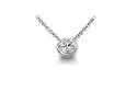 1/4 Carat Round Cut Bezel Set Diamond Solitaire Pendant 14K White Gold w/Chain