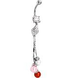 Cubic Zirconia CHAIN PEARL DROP Belly Ring