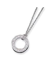 Sterling Silver CZ Circle Necklace QG2029-16"