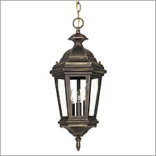 Estate-AP - 3 Light Colonial Outdoor Lighting Pendant Fixture Light - Antique Bronze Patina - B1061
