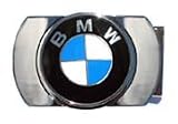 Silver Buckle with Oversize BMW Roundel with Black Ratchet Belt