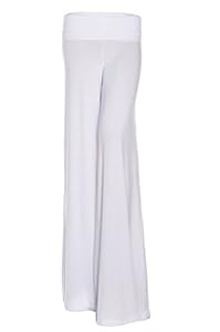 Womens Wide Leg Flare Comfy Yoga Dance Fold Down Waist Pants USA Plus Size WHT 1XL