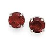 14k White Gold & Garnet Round Stud Earrings