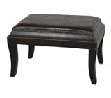 Faux Leather Ottoman with Nailhead Accents (Tobbaco Brown) (18"H x 28"W x 18"D)