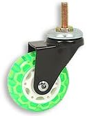 Translucent Skate Wheel Caster, Neon Green / White Wheel, Black Yoke, Threaded Stem No Brake - Item #100-64-NGWH-BL-TS-NB 2-1/2 in.