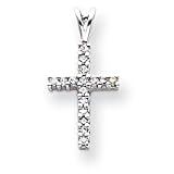 14k White Gold Diamond Cross Pendant
