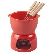 Orange Ceramic Chocolate Fondue Set