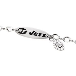 Stainless Steel New York Jets Team Name and Logo Bracelet - 7.5''