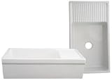 Whitehaus WHQD540 Fireclay 36'' Single Bowl Farmhouse Apron Kitchen Sink