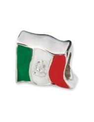Sterling Silver Mexico Flag Charm for 3mm Charm Bracelets