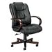 800 Series High-Back Swivel/ Tilt Chair - Black Leather/ Bourbon Cherry Finish