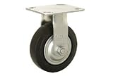 Heavy Duty Rigid Plate Caster 5 Mold-On Rubber Wheel 350 Lb. Capacity