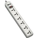 TRIPP LITE SUPER6OMNI Surge Strip 250V German, France Plug 6 Universal Outlets 6 feet Cord 750J