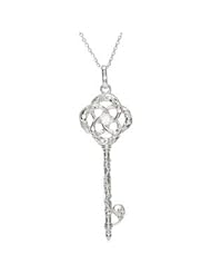 925 Sterling Silver Diamond Vine Key Necklace