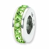 Sterling Silver Reflections Single Row Green Swarovski Crystal August Birthstone Bead