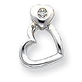 14k White Gold IJ/I2 Diamond Heart Pendant