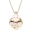 14k Heart Shape Pearl and Diamond Pendant with Chain 14k Heart Shape Pearl and Diamond Pendant with Chain