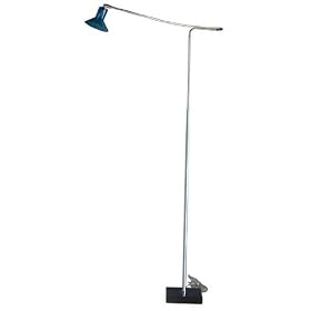 Contemporary Blue Glass Shade Marble Base Floor Lamp