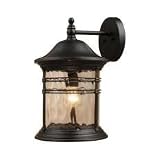 Landmark Lighting Madison Outdoor Collection Wall Lantern in Matte Black with Gold Highlights