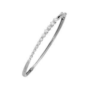 14K White 1 CT TW Journey Diamond Bracelet