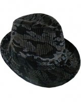 Outer Rebel Fashion Fedora Hat- Blue Camo Velour