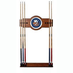 NHL New York Islanders 2 piece Wood and Mirror Wall Cue Rack