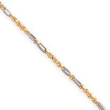 14k Two-Tone 2.3mm Milano Rope Chain Bracelet - 8 Inch
