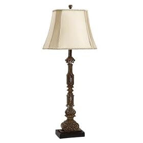 New CBK TABLE LAMP EA 1 TALL CONSOLESTYLE CANDLE STICK STYLE BASERECT CUT CRNER SHDE BEIGE... by CBK