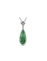 4.72Ct Pear Cut Emerald & Diamond Accented Pendant 18k Gold