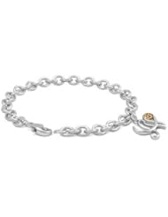 6 3/4 In Silver & 14K Gold Diamond Initial N Charm Bracelet For Girls